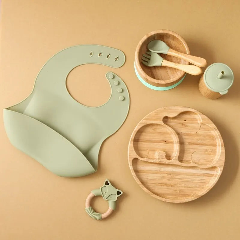 Ensemble d'alimentation pour tout-petits en bambou – Non toxique et réutilisable