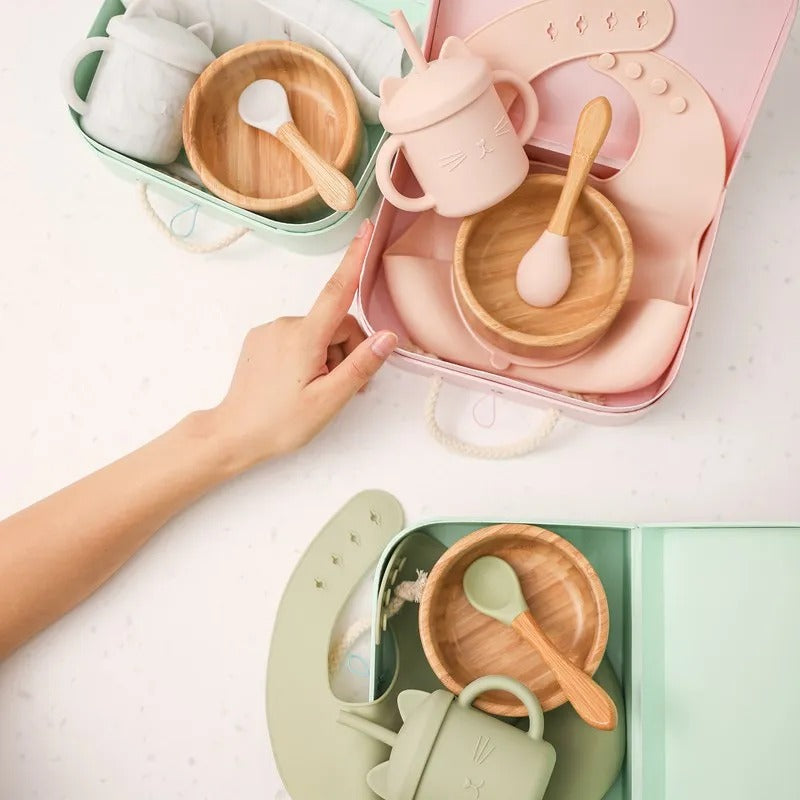 Ensemble d'alimentation pour tout-petits en bambou – Non toxique et réutilisable