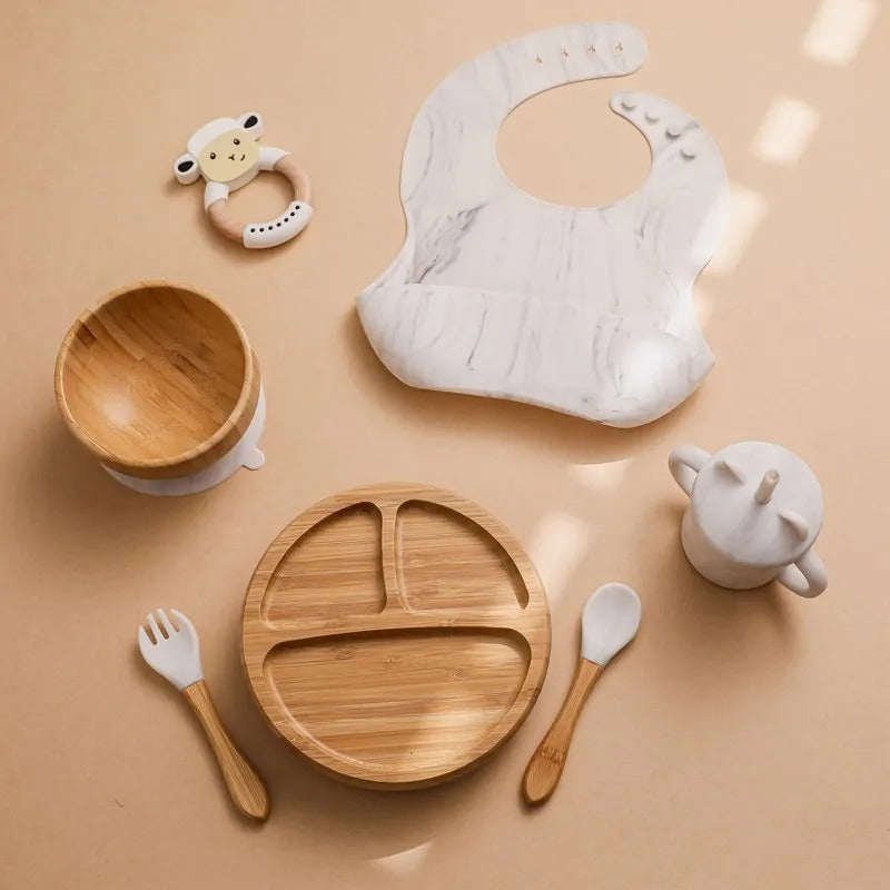 Ensemble d'alimentation pour tout-petits en bambou – Non toxique et réutilisable